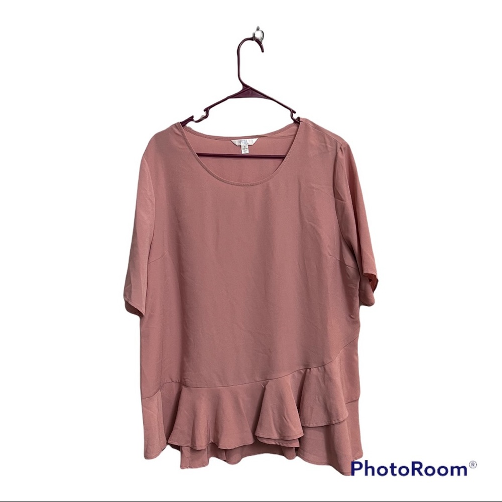 NWT Time and Tru ruffle peplum top, XL (16-18), rose herb color.